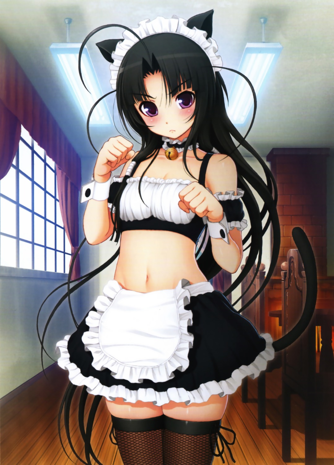 animal_ears, maid, nekomimi, oki_kiki, overfiltered, sumaga, tail, thighhighs