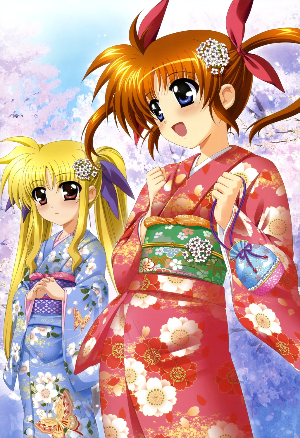 fate_testarossa, higa_yukari, kimono, mahou_shoujo_lyrical_nanoha, takamachi_nanoha