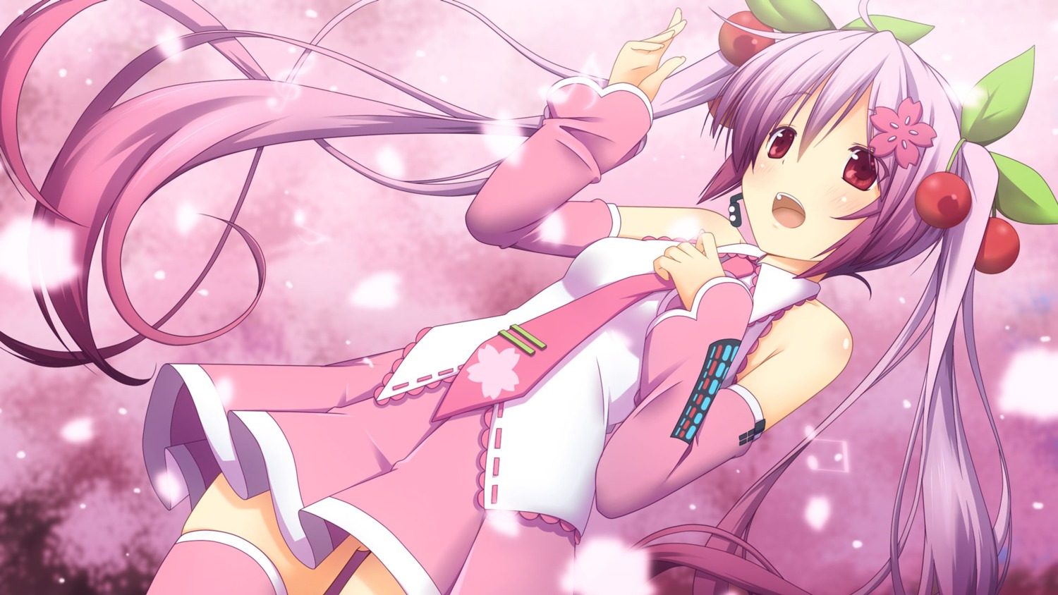 hatsune_miku, sakura_miku, thighhighs, vocaloid, wallpaper, yukizuki_kei_(yossa)