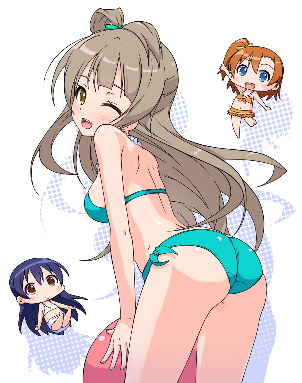 ass, bikini, chibi, k10k, love_live!, love_live!_(series), minami_kotori, swimsuits