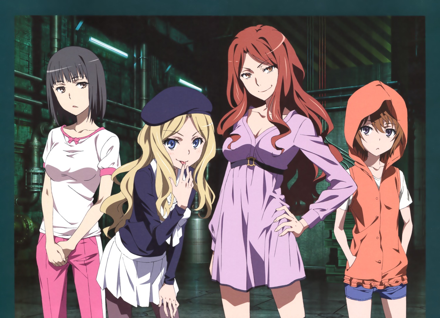 cleavage, frenda_seivelun, hiyamizu_yukie, kinuhata_saiai, mugino_shizuri, pantyhose, takitsubo_rikou, toaru_kagaku_no_railgun