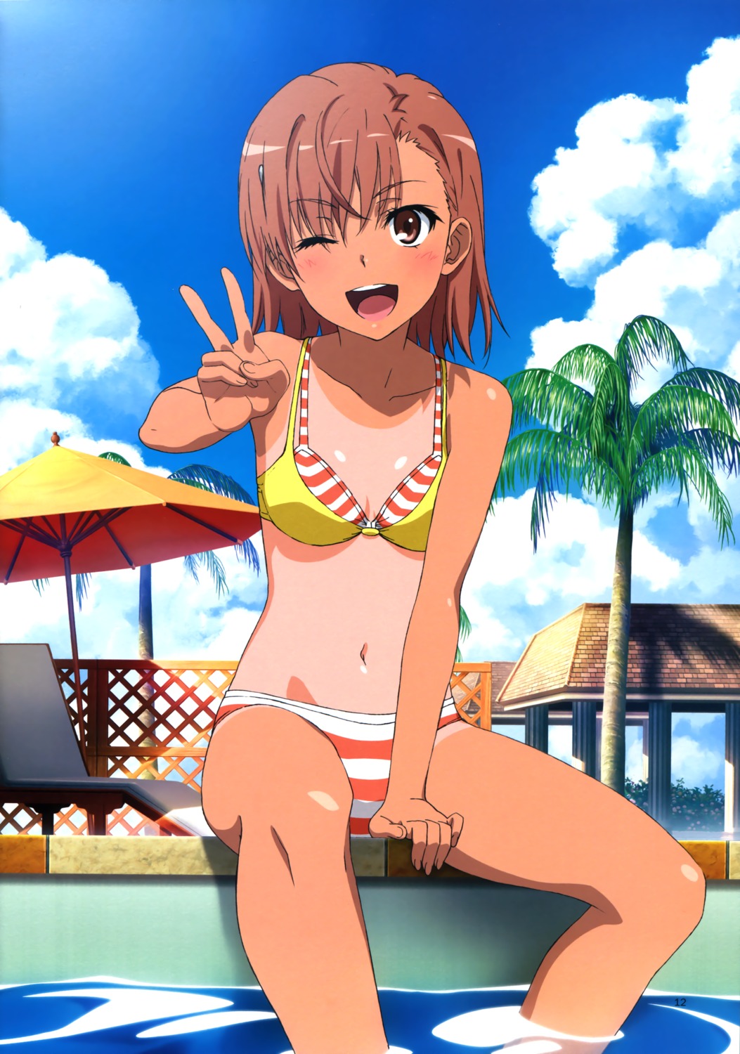 bikini, cleavage, fujii_masahiro, misaka_mikoto, swimsuits, tan_lines, toaru_kagaku_no_railgun, toaru_majutsu_no_index