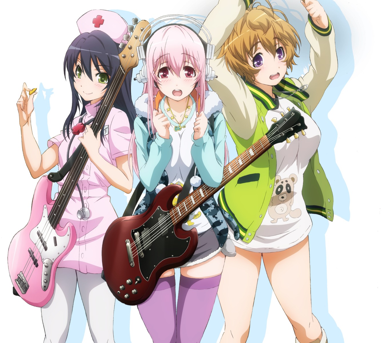 fujimi_suzu, guitar, headphones, nurse, sonico, super_sonico, tagme, thighhighs