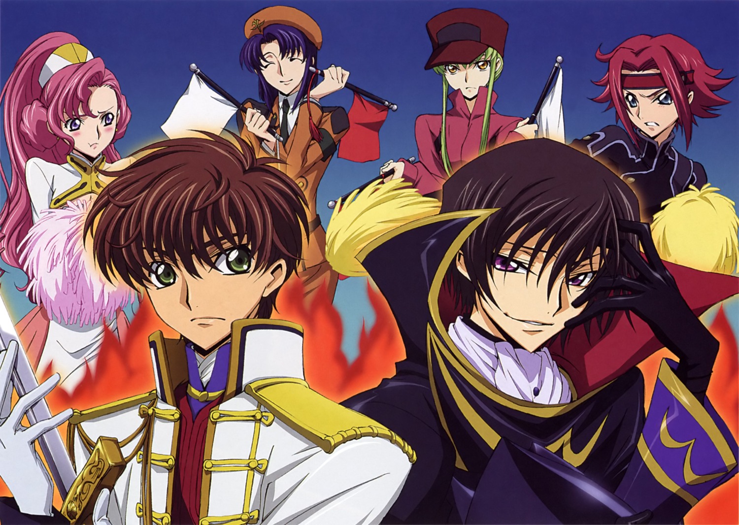 c.c., cecile_croomy, code_geass, euphemia_li_britannia, ishida_kana, kallen_stadtfeld, kururugi_suzaku, lelouch_lamperouge