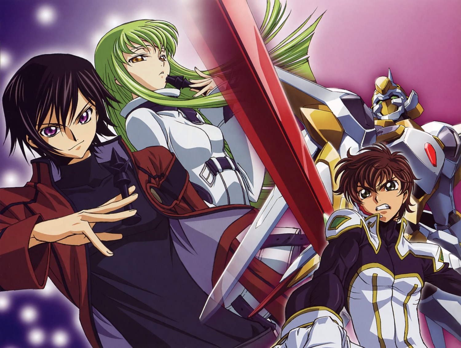 c.c., code_geass, kimura_takahiro, kururugi_suzaku, lelouch_lamperouge, mecha, nakada_eiji