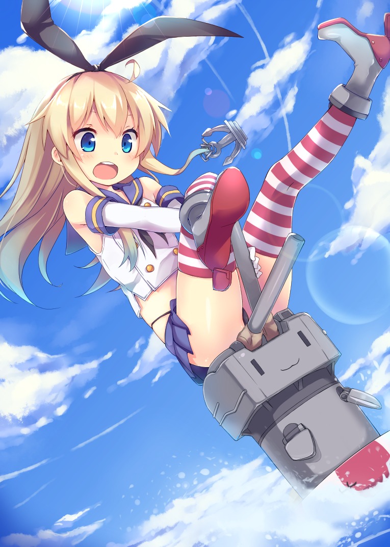 kantai_collection, mokoke, pantsu, rensouhou-chan, shimakaze_(kancolle), thighhighs