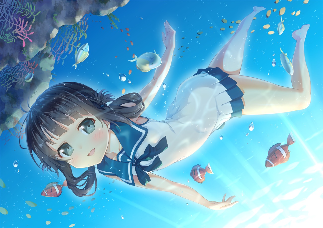 kazuma_(kazumav), nagi_no_asukara, seifuku, shiodome_miuna