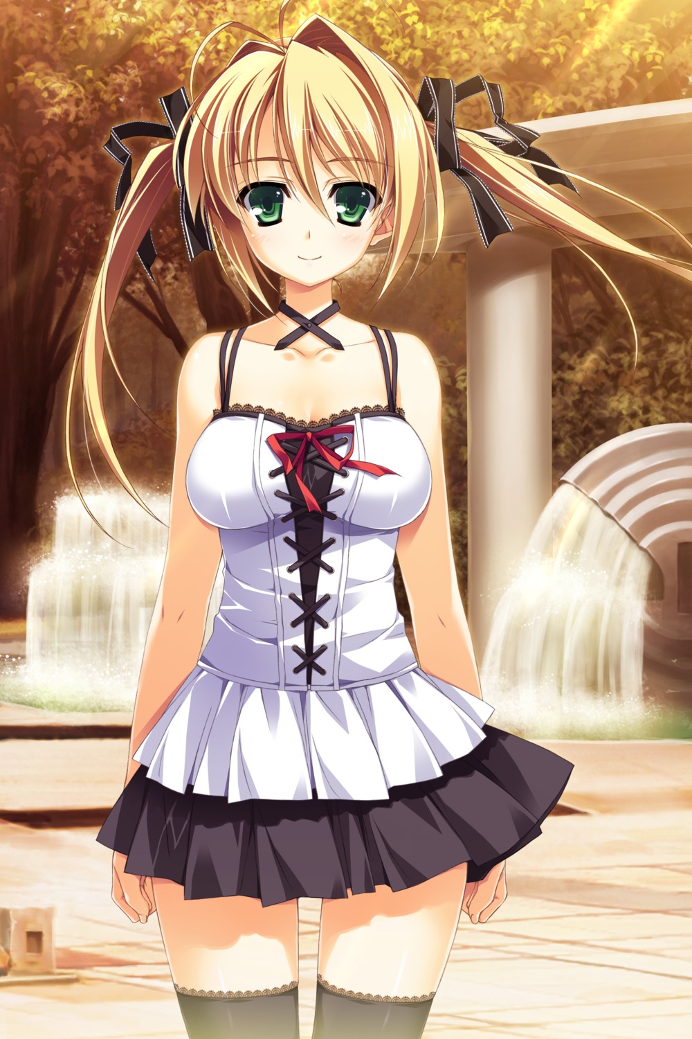 akabeisoft2, dress, kamiyama_reika, kourin_no_machi_lavender_no_shoujo, summer_dress, thighhighs, yuuki_hagure