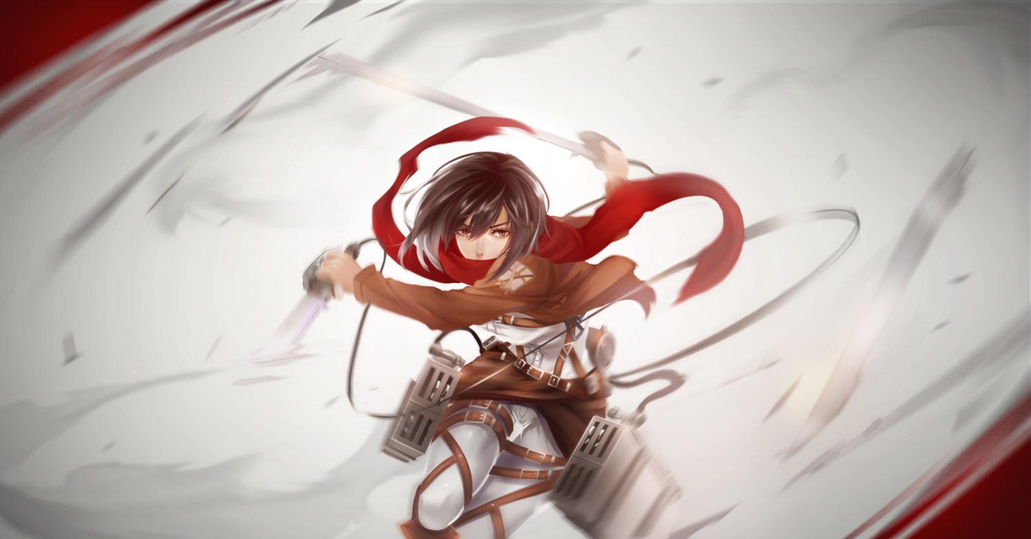 aixuan, mikasa_ackerman, shingeki_no_kyojin, sword, uniform, weapon