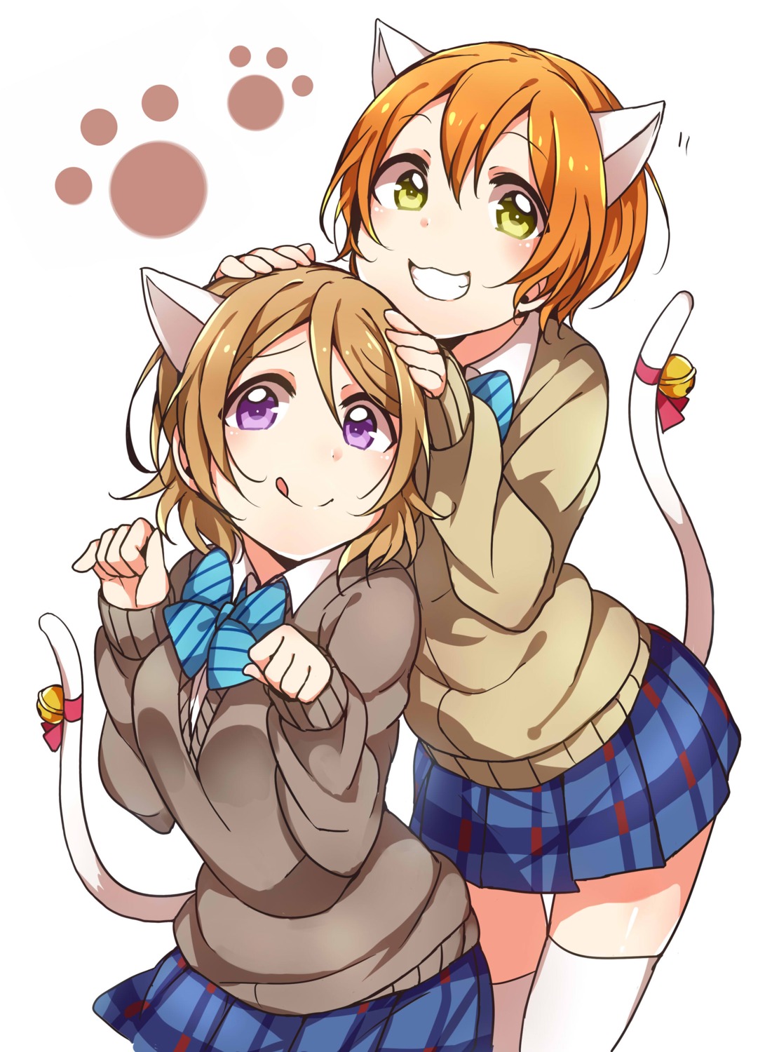 animal_ears, hoshizora_rin, hotechige, koizumi_hanayo, love_live!, love_live!_(series), nekomimi, seifuku