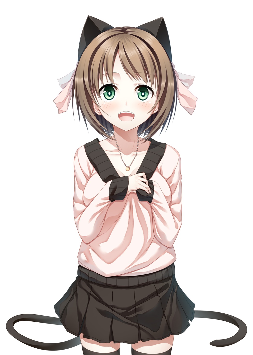 animal_ears, cleavage, nekomimi, re:n_ne, tail, thighhighs