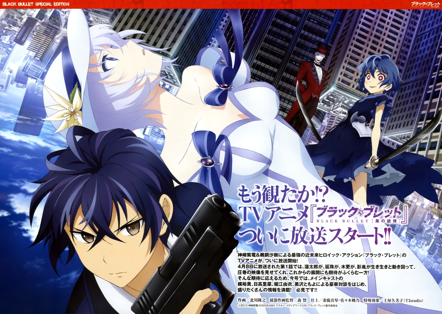 black_bullet, dress, gun, hiruko_kagetane, hiruko_kohina, kitagawa_takayuki, satomi_rentarou, seitenshi, sword
