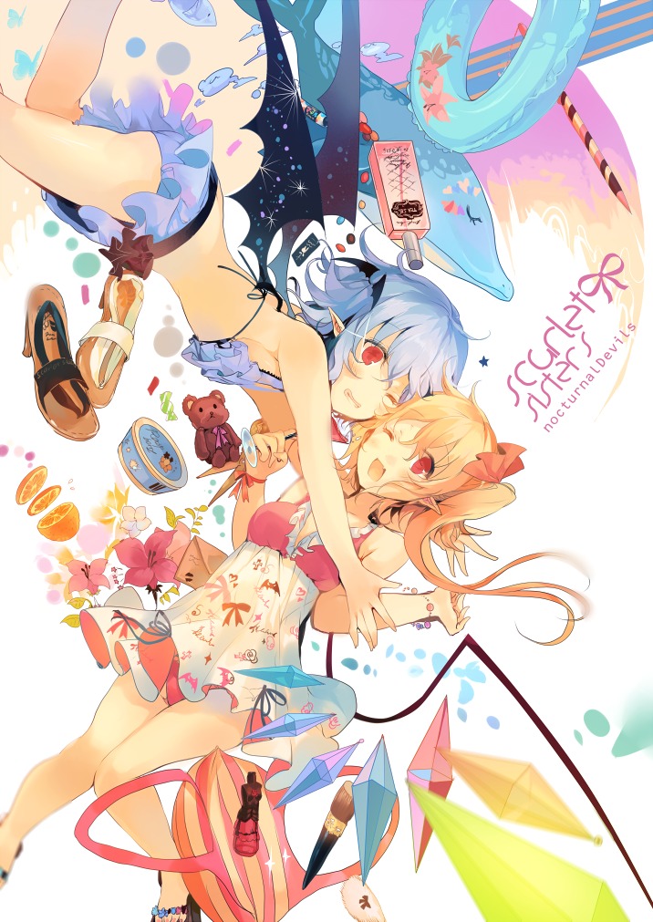bikini, bikini_top, flandre_scarlet, kirero, remilia_scarlet, swimsuits, touhou