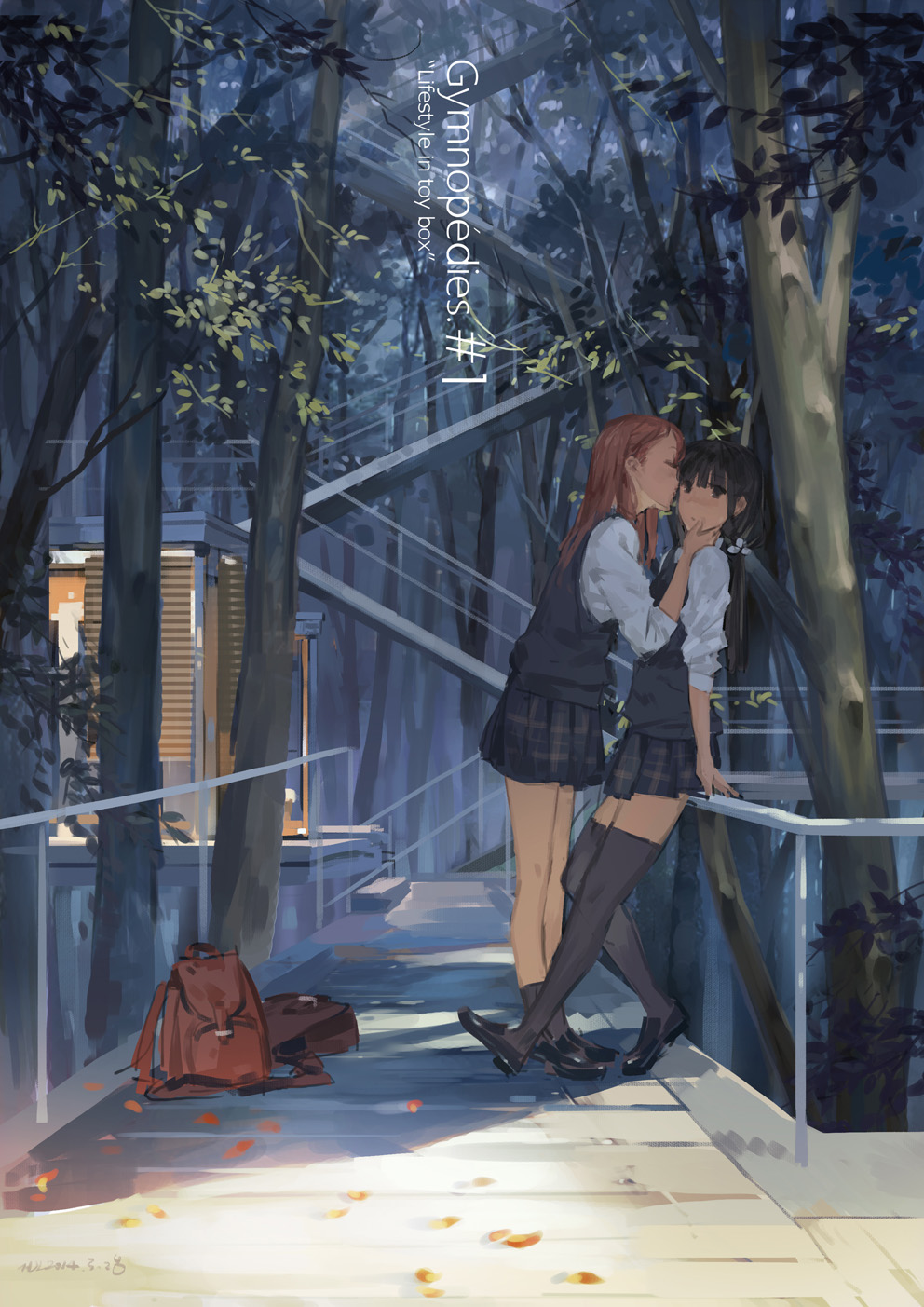 hjl, seifuku, thighhighs, yuri