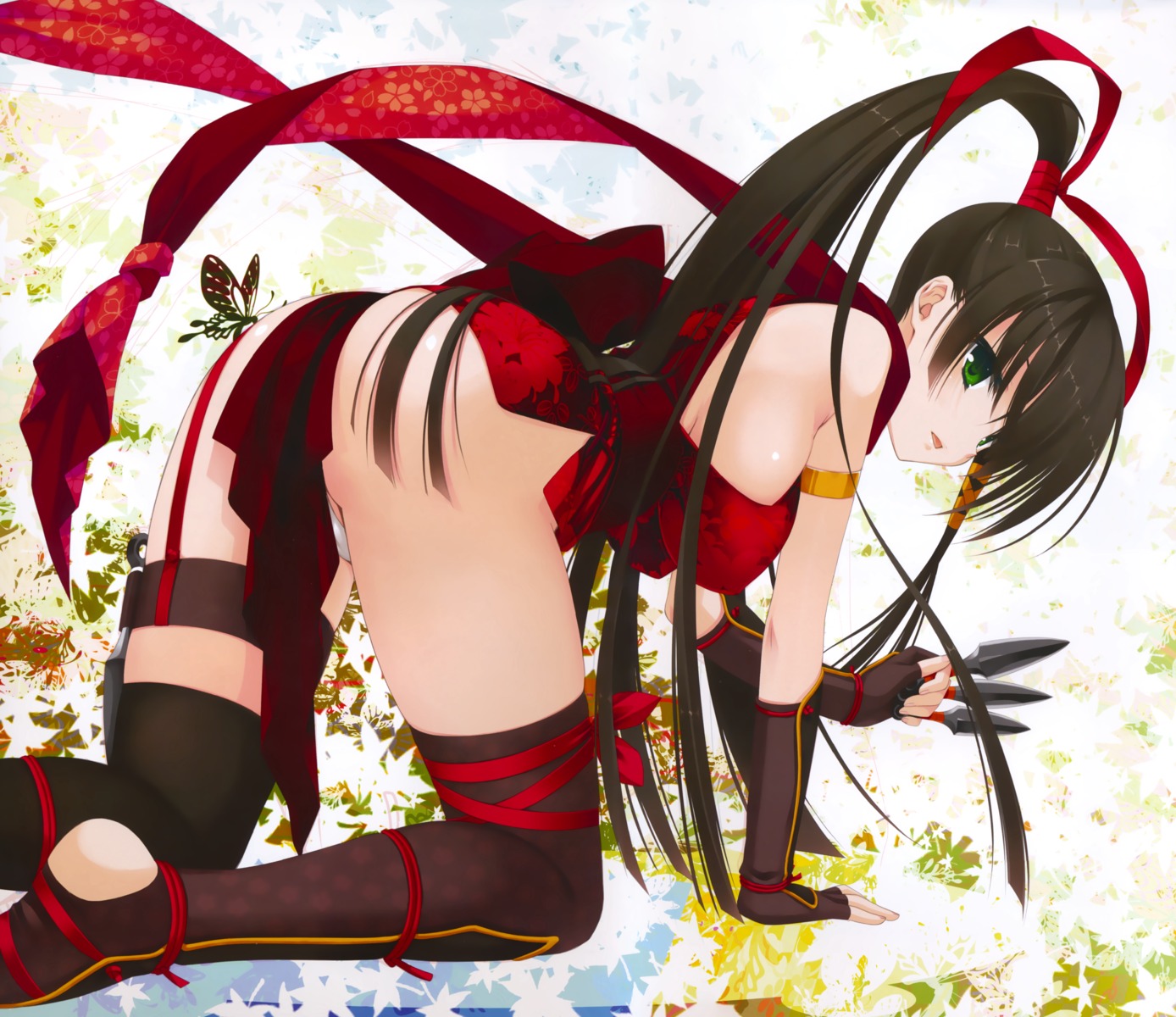 ass, kobuichi, kore_wa_zombie_desu_ka, ninja, pantsu, seraphim, thighhighs, weapon