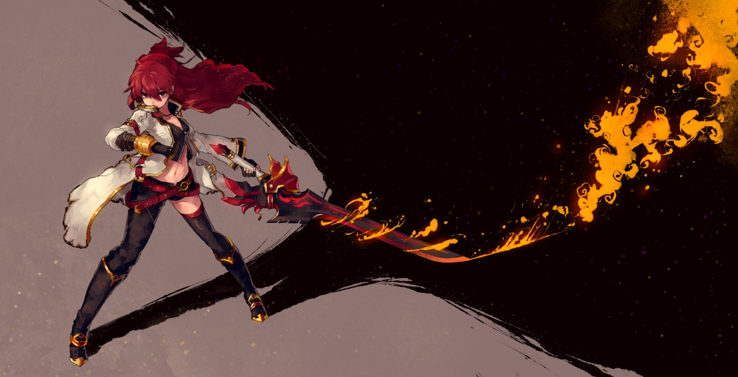 biahnyang, elesis, elsword, sword, thighhighs