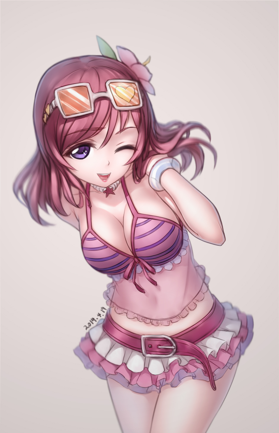 ao_mei_douji, cleavage, love_live!, love_live!_(series), megane, nishikino_maki, see_through