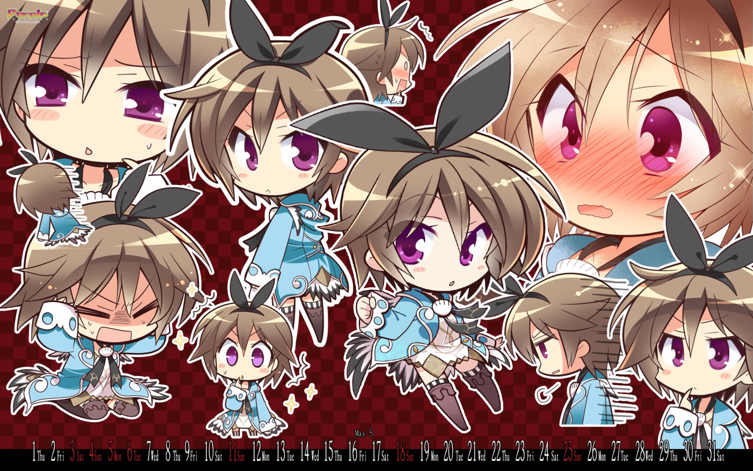calendar, chibi, hapymaher, komowata_haruka, purple_software, toriumi_yuuko, wallpaper