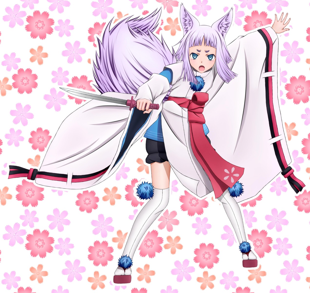 bysc, japanese_clothes, kon_(tokyo_ravens), sword, tokyo_ravens