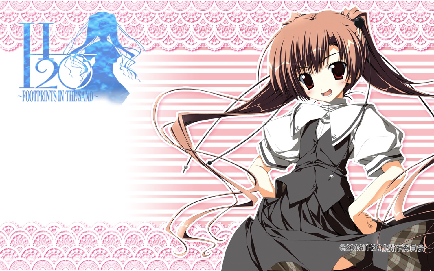 h2o_~footprints_in_the_sand~, kagome, makura, seifuku, tabata_yui, wallpaper