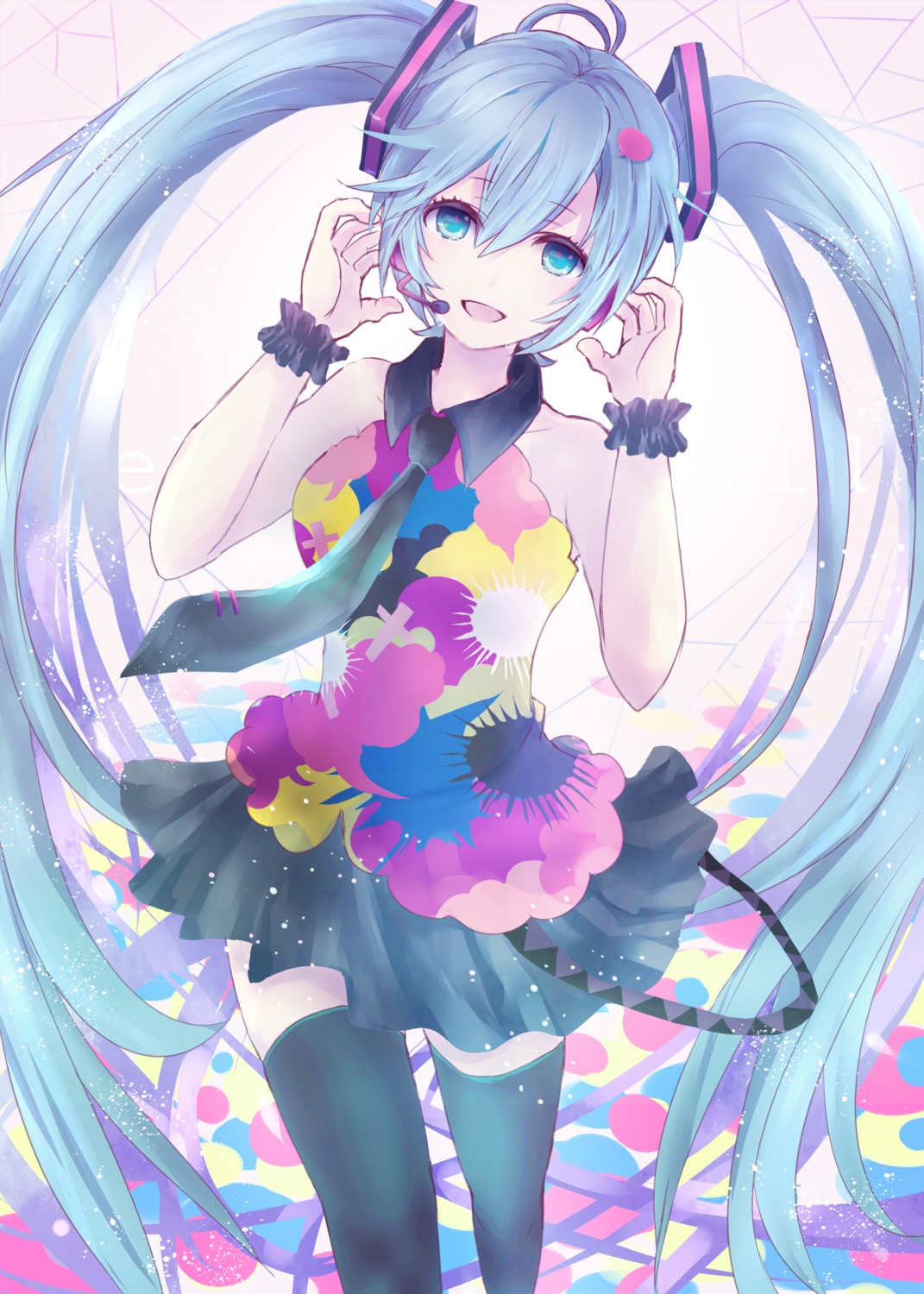 alicetype, hatsune_miku, headphones, tell_your_world_(vocaloid), thighhighs, vocaloid