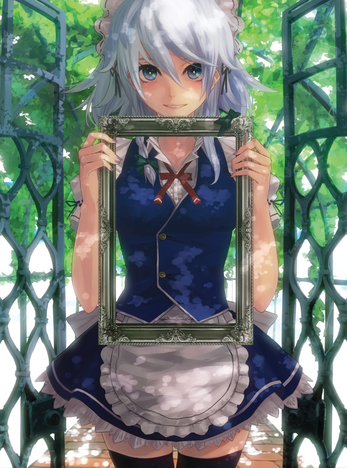 izayoi_sakuya, kumonji_aruto, maid, thighhighs, touhou