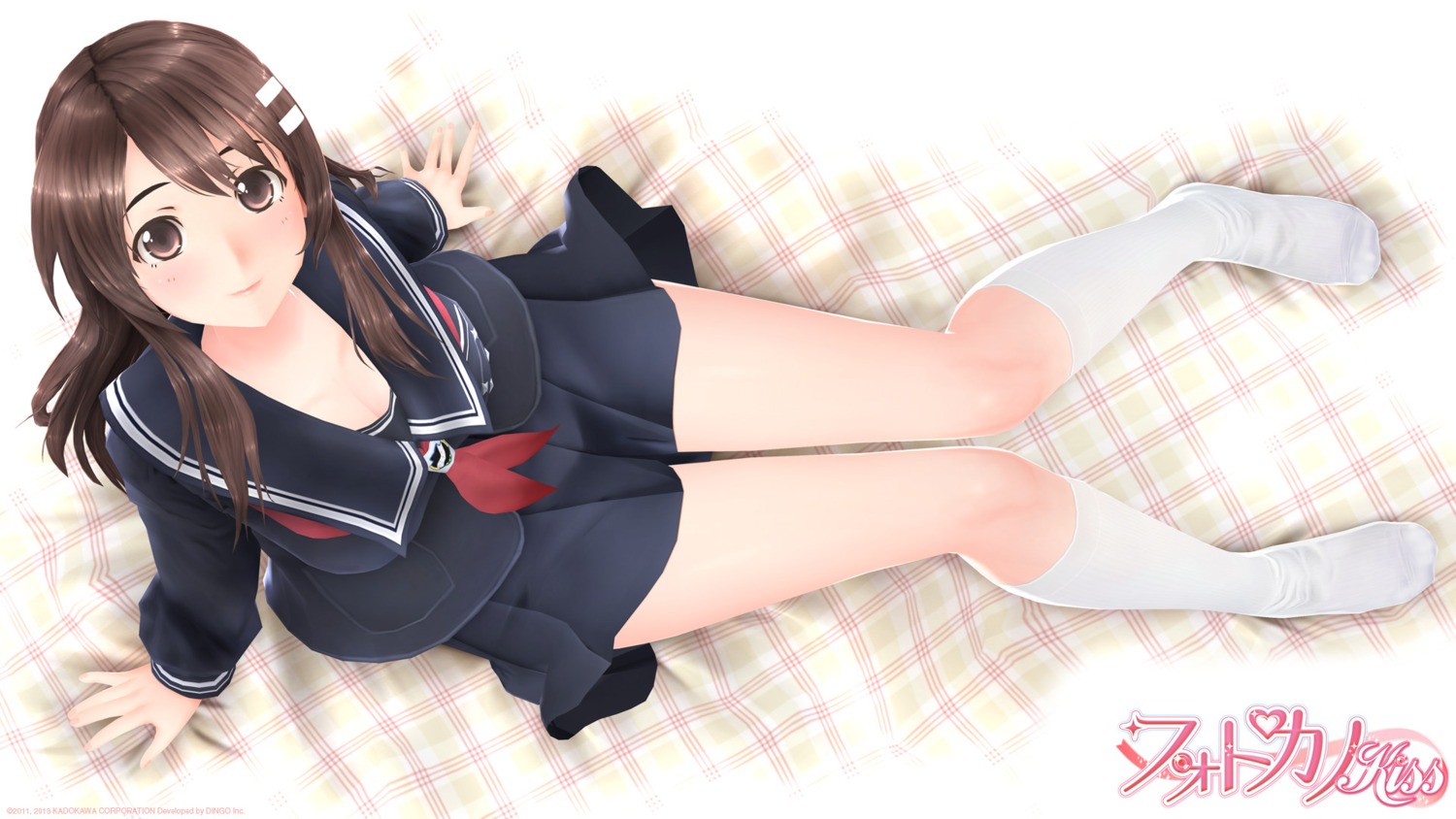 cg, cleavage, niimi_haruka, photokano, seifuku, wallpaper