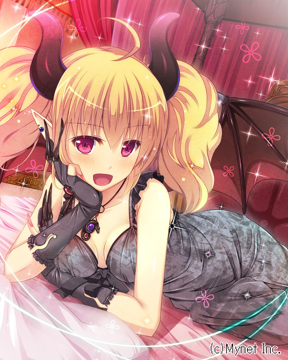 cleavage, dress, horns, kazumasa