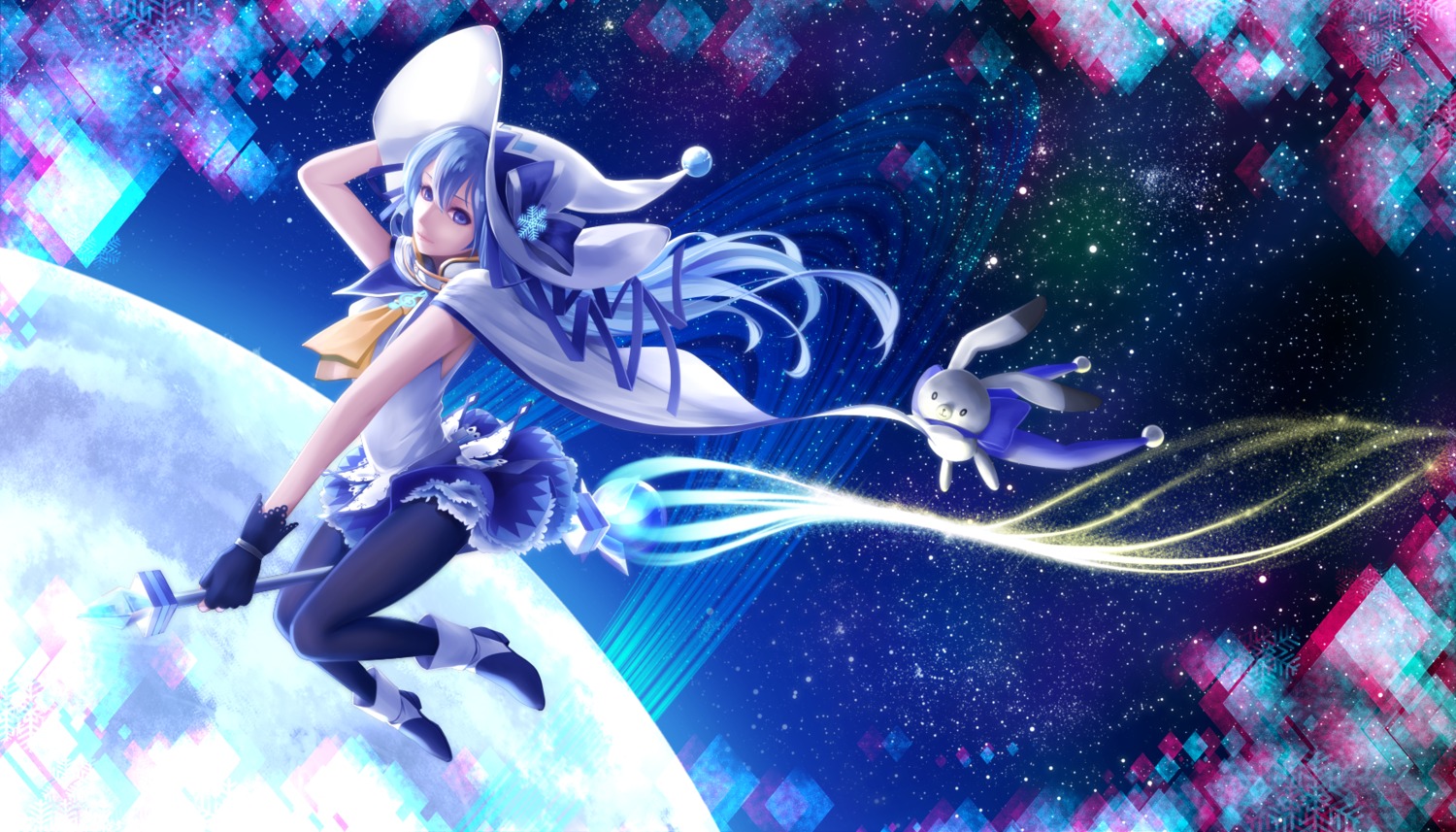 bon_nob, dress, hatsune_miku, pantyhose, vocaloid, witch, yuki_miku