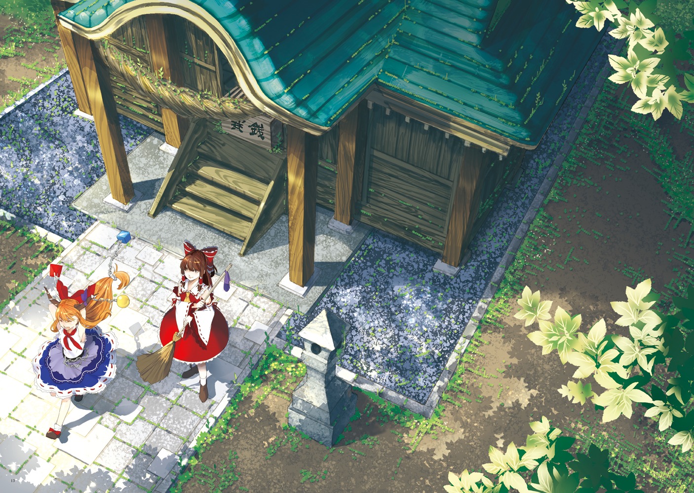 hakurei_reimu, ibuki_suika, tami, touhou