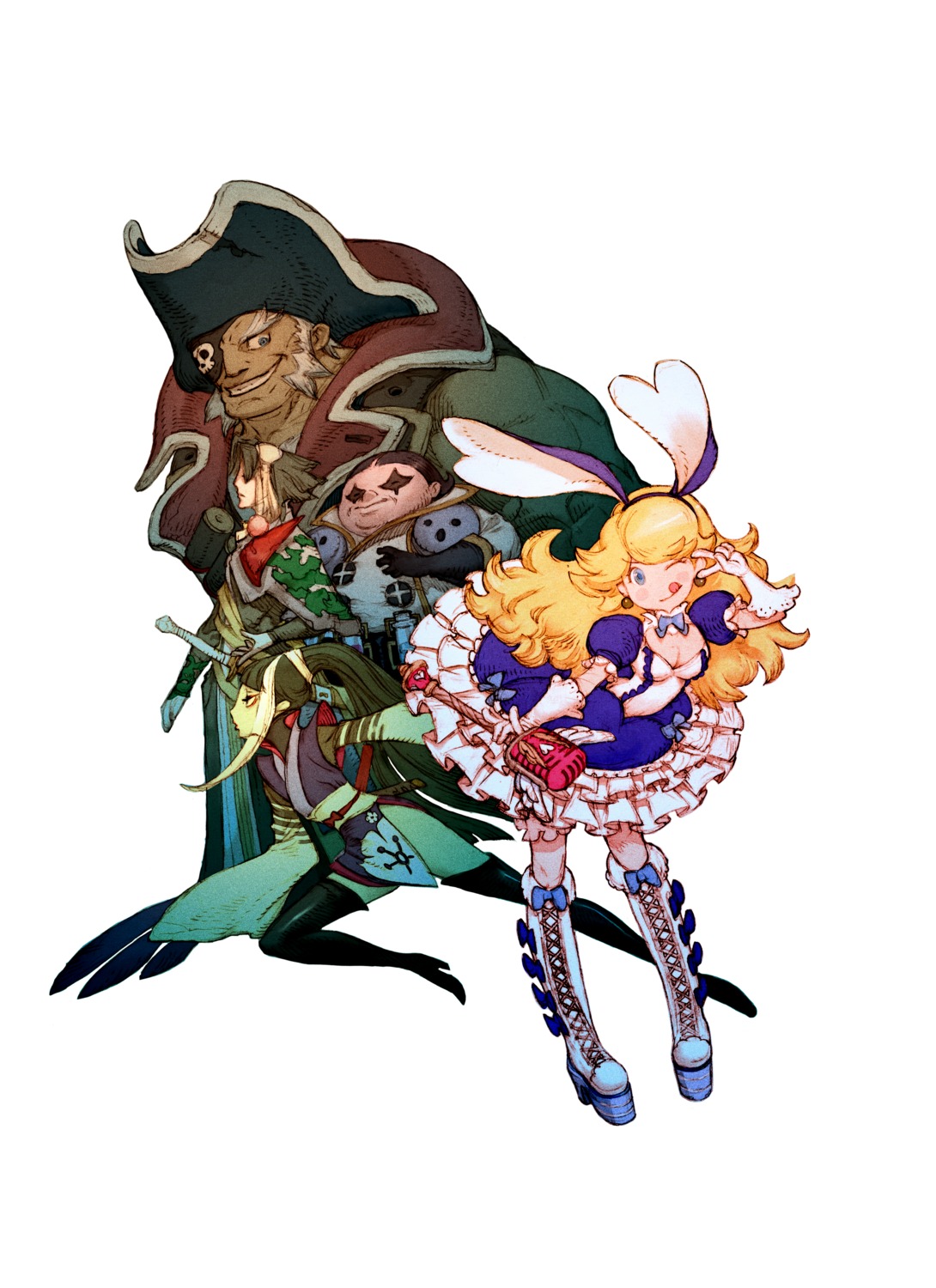 bravely_default, heyreddin_barbarossa, konoe_kikyo, ninja, nobutsuna_kamiizumi, pirate, praline_a_la_mode, qada