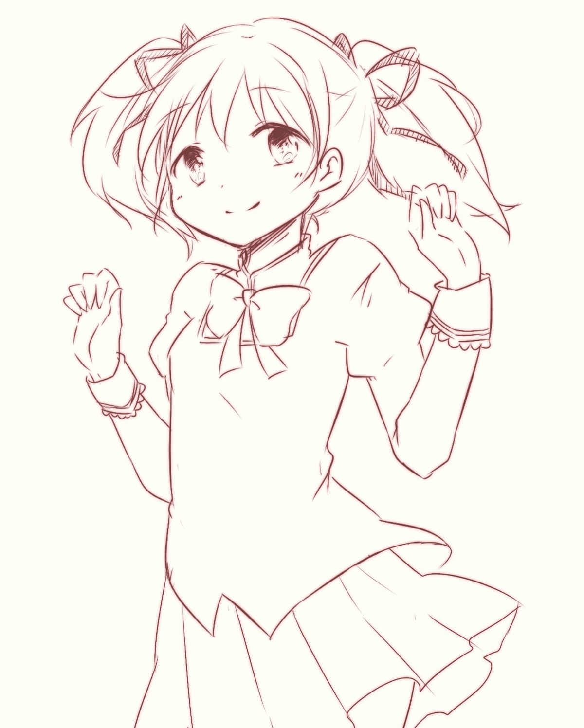 kaname_madoka, koro, mahou_shoujo_madoka_magica, monochrome