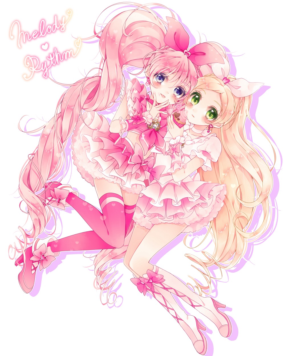 houjou_hibiki, minamino_kanade, precure, suite_precure, thighhighs, uduki-shi