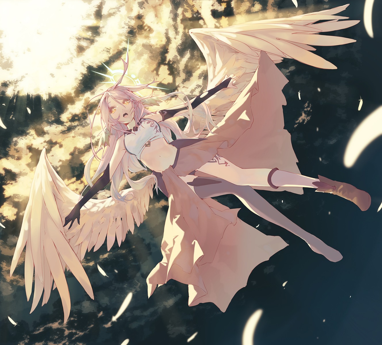 jibril_(no_game_no_life), la-na, no_game_no_life, tattoo, wings