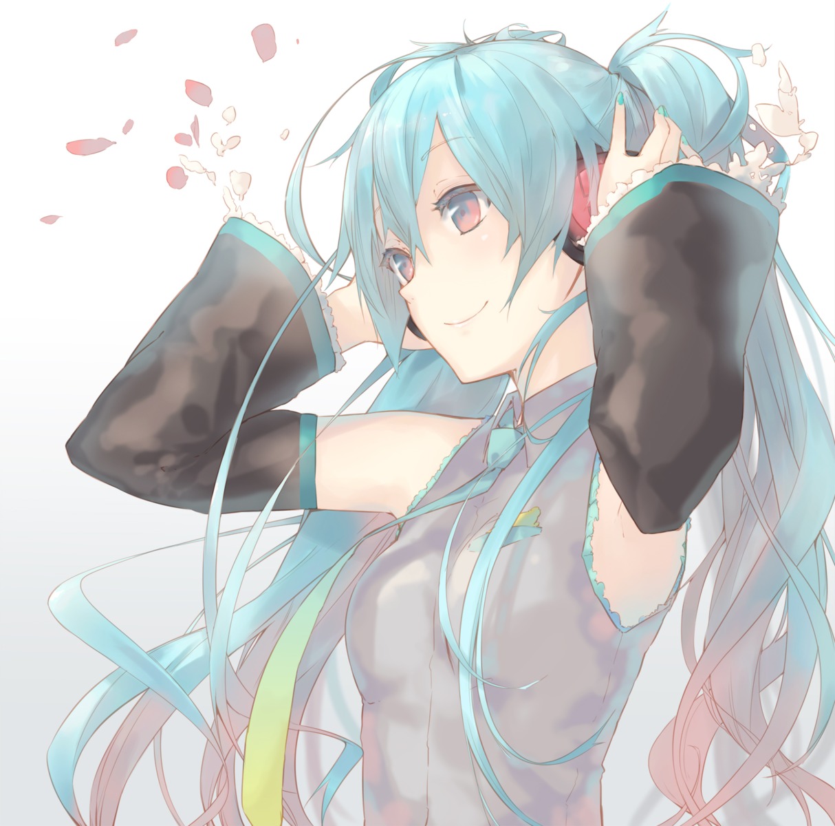 hatsune_miku, headphones, la-na, vocaloid