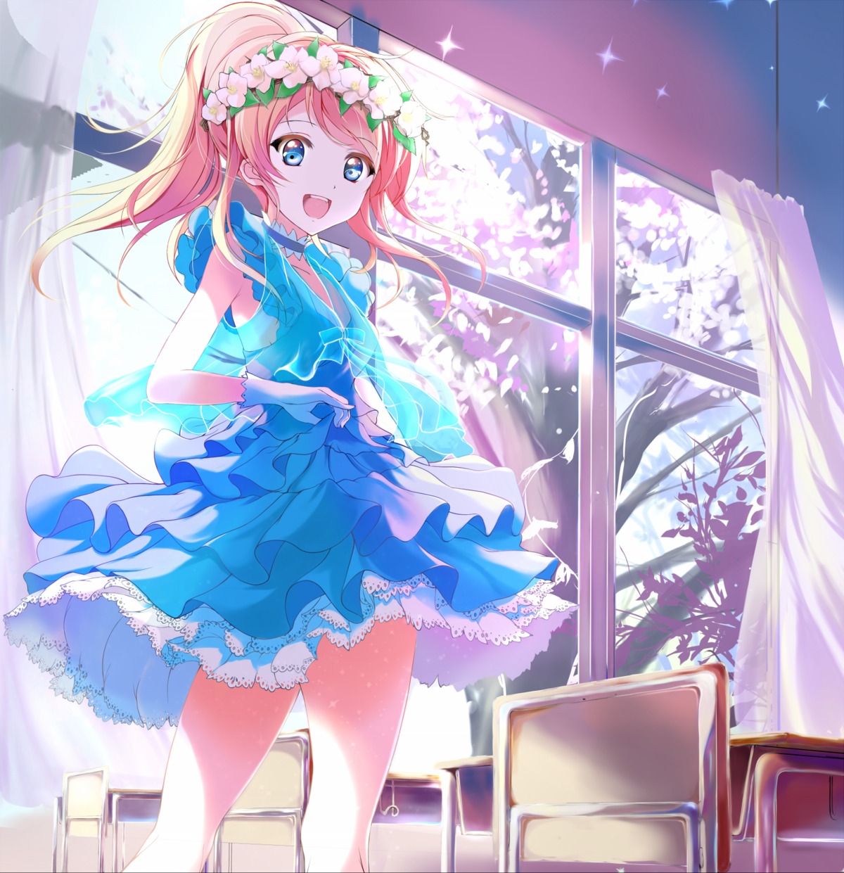 41y, ayase_eli, dress, love_live!, love_live!_(series), thighhighs, wedtaro