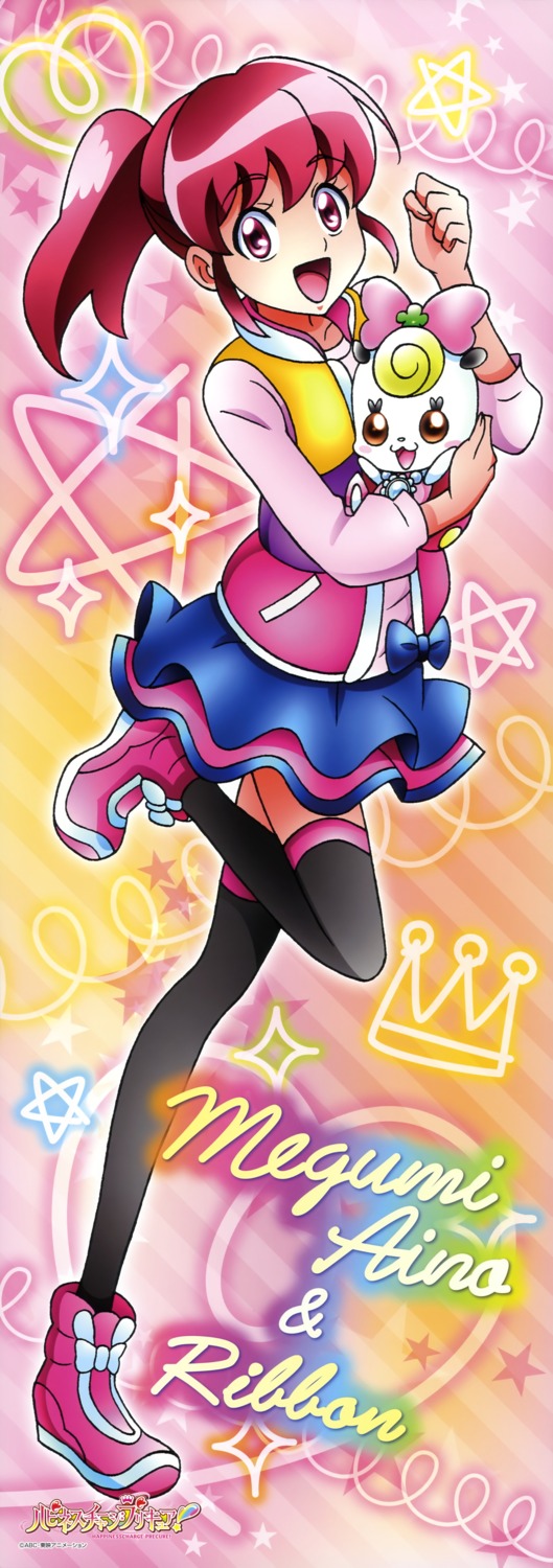 aino_megumi, happinesscharge_precure!, precure, ribbon_(precure), satou_masayuki, stick_poster, thighhighs