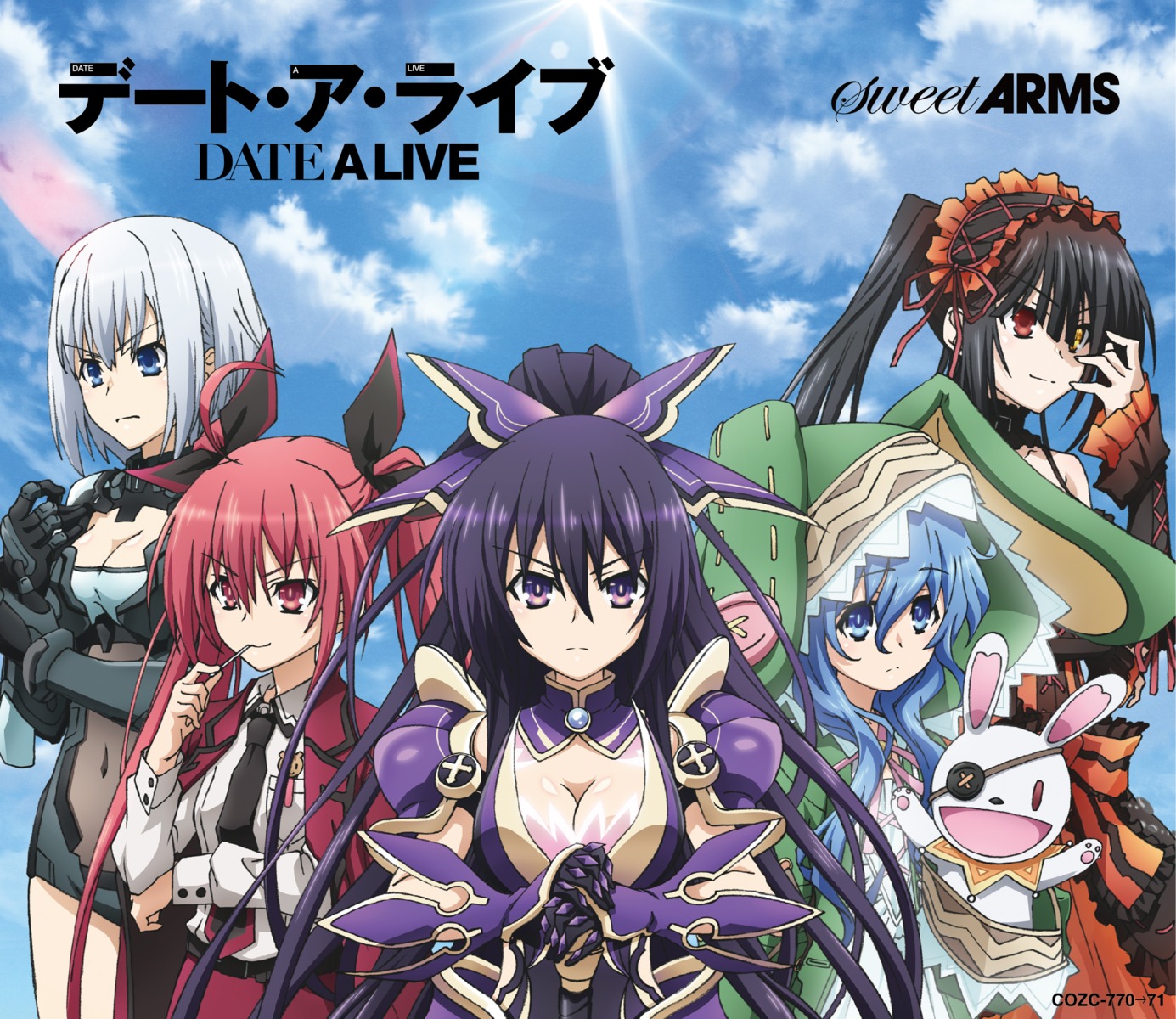 animal_ears, armor, bodysuit, bunny_ears, cleavage, date_a_live, dress, heterochromia