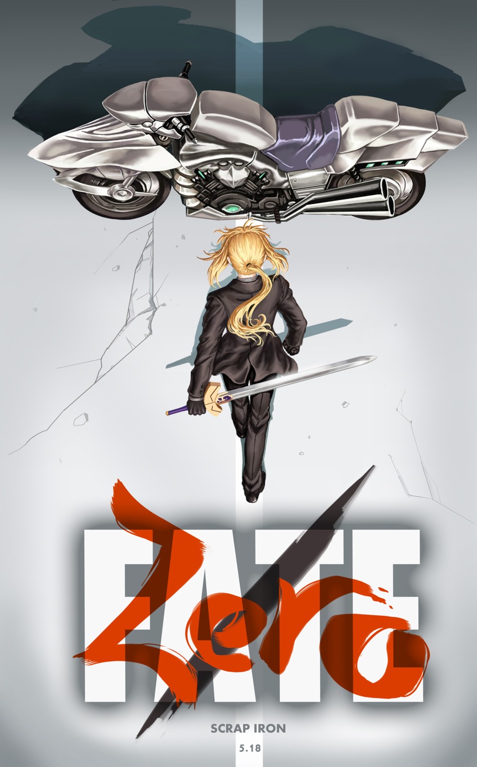 akira_(manga), artoria_pendragon_(fate), fate/stay_night, fate/zero, feitie, parody, sword