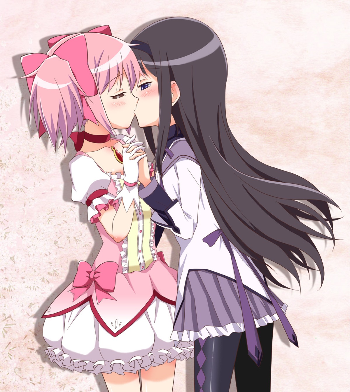 akemi_homura, kairakuen_umenoka, kaname_madoka, mahou_shoujo_madoka_magica, pantyhose, yuri