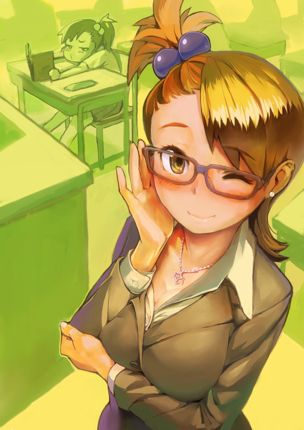 business_suit, futami_ami, futami_mami, kousaku, megane, the_idolm@ster