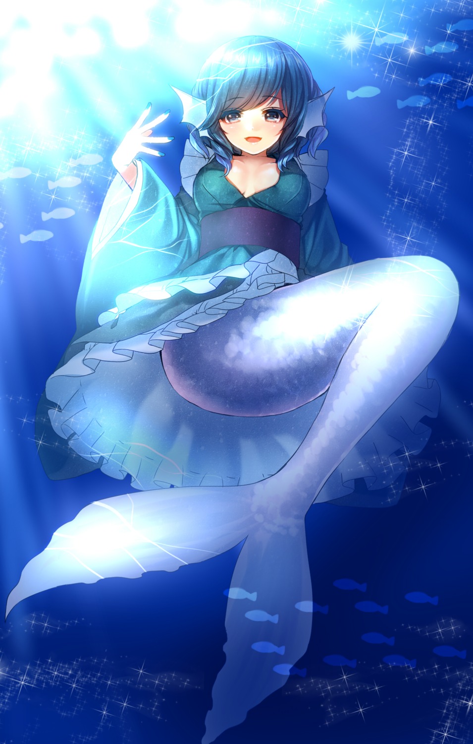 kanzaki_maguro, mermaid, monster_girl, touhou, wakasagihime