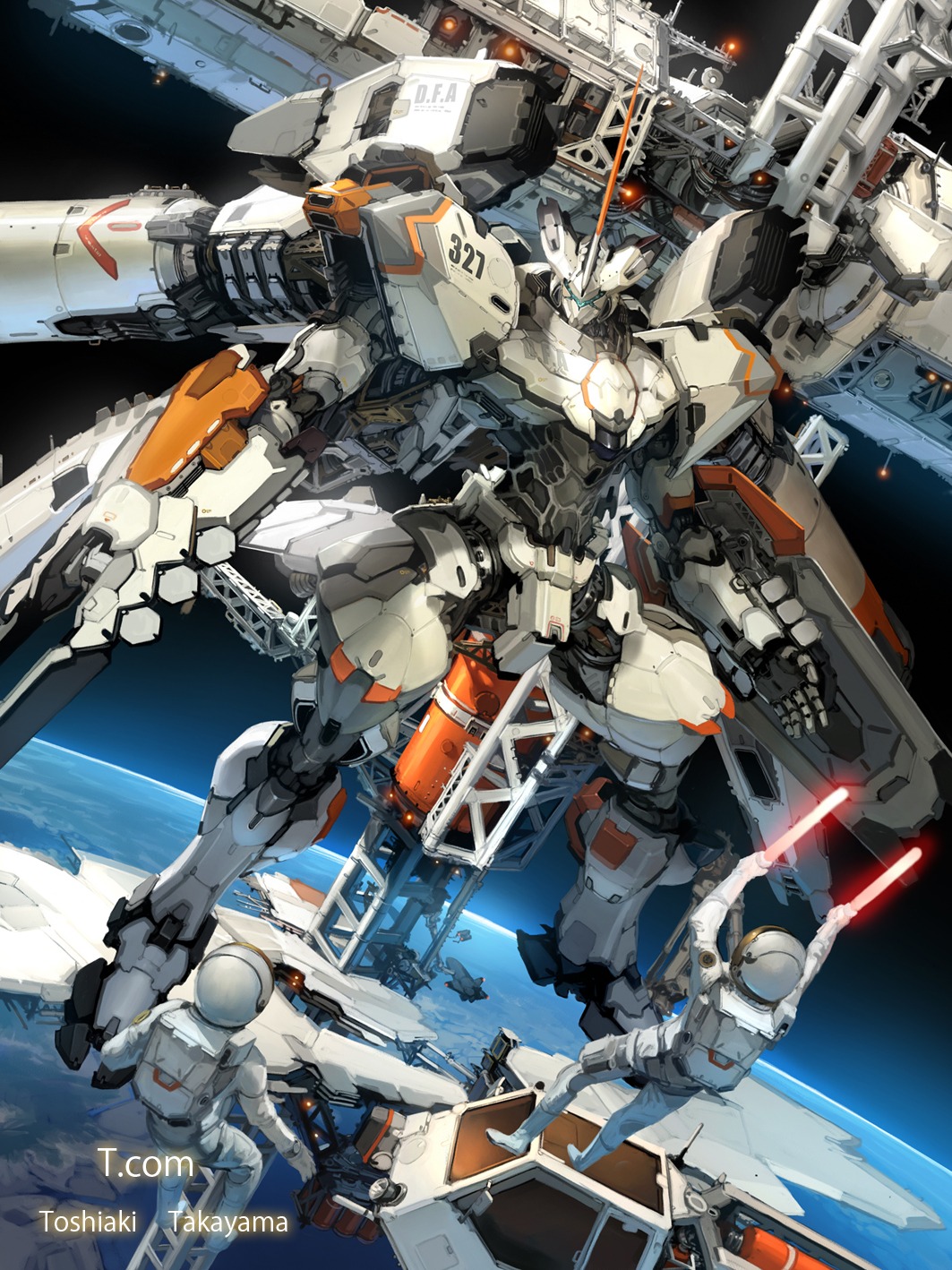 gun, landscape, mecha, takayama_toshiaki, weapon