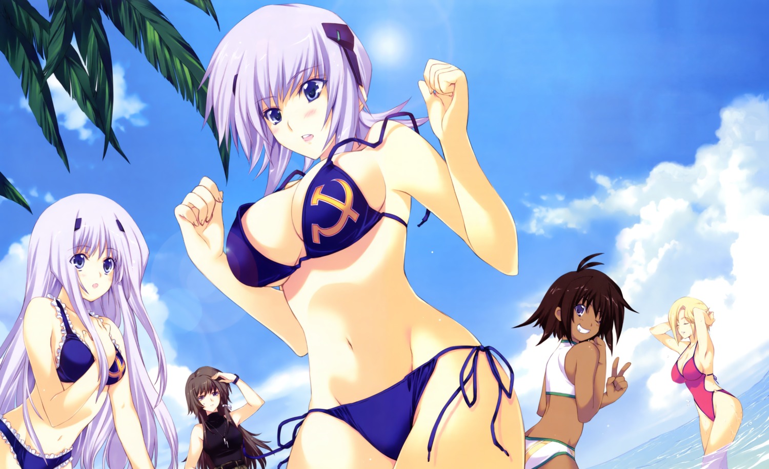 bikini, cleavage, cryska_barchenowa, iizuki_tasuku, inia_sestina, muv-luv, muv-luv_alternative, stella_bremer, swimsuits, takamura_yui, tarisa_manandal, total_eclipse, wardrobe_malfunction