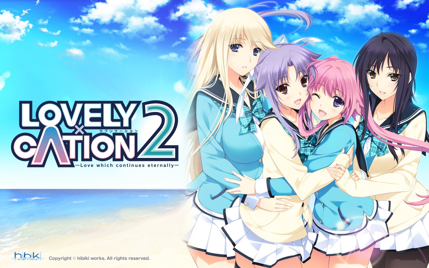 iizuki_tasuku, izumi_wakoto, lovely_x_cation_2, narukawa_hime, nirasaki_hinata, pantyhose, seifuku, wallpaper