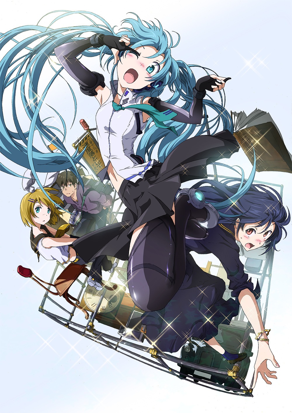 hatsune_miku, kagamine_rin, shiika_sadamasa, thighhighs, vocaloid