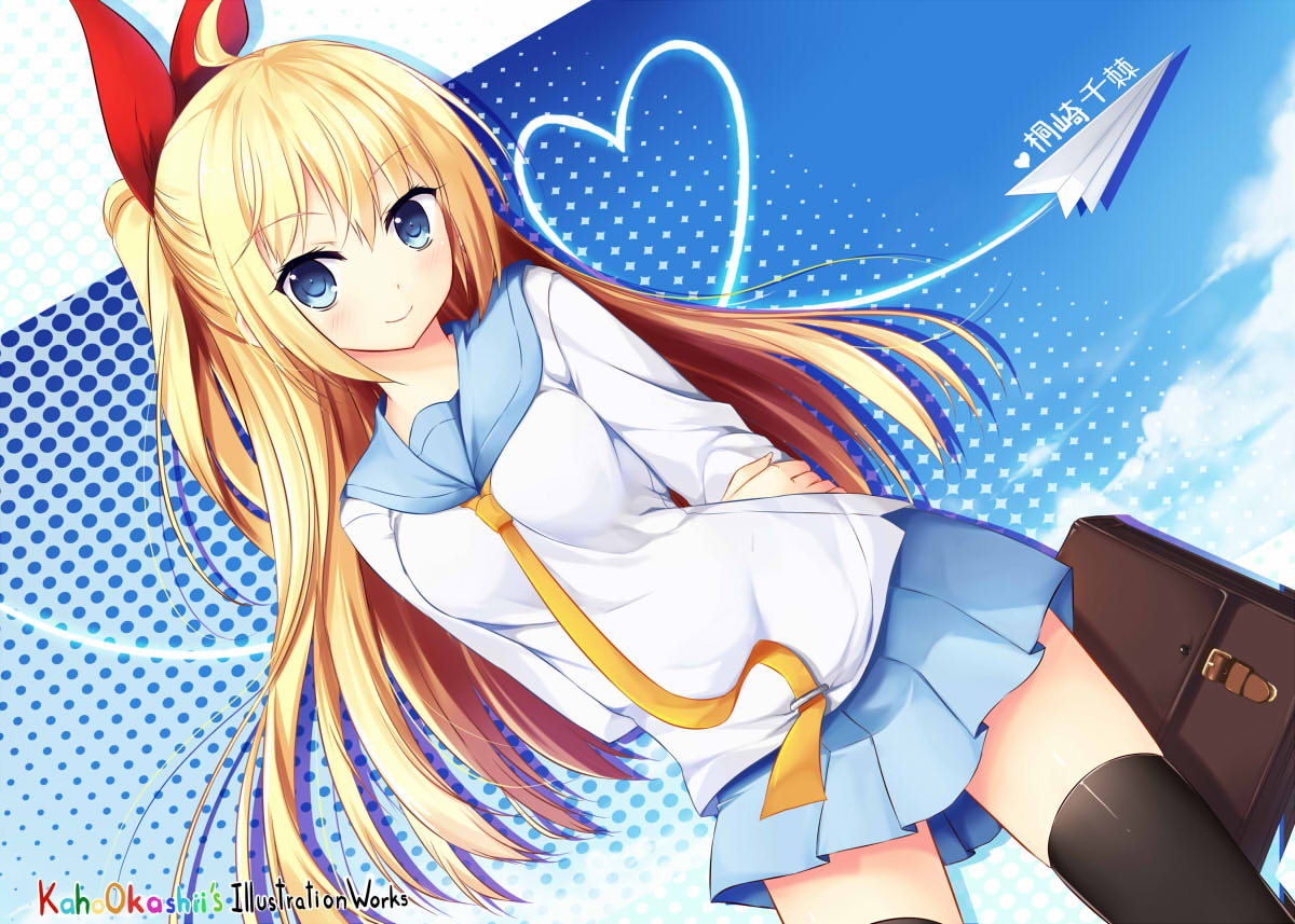 jpeg_artifacts, kaho_okashii, kirisaki_chitoge, nisekoi, seifuku, thighhighs