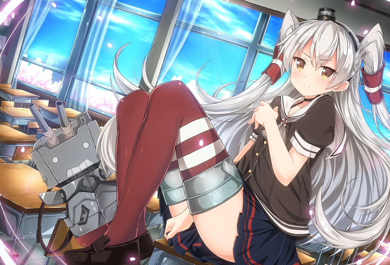 amatsukaze_(kancolle), jianren, kantai_collection, rensouhou-chan, seifuku, stockings, thighhighs