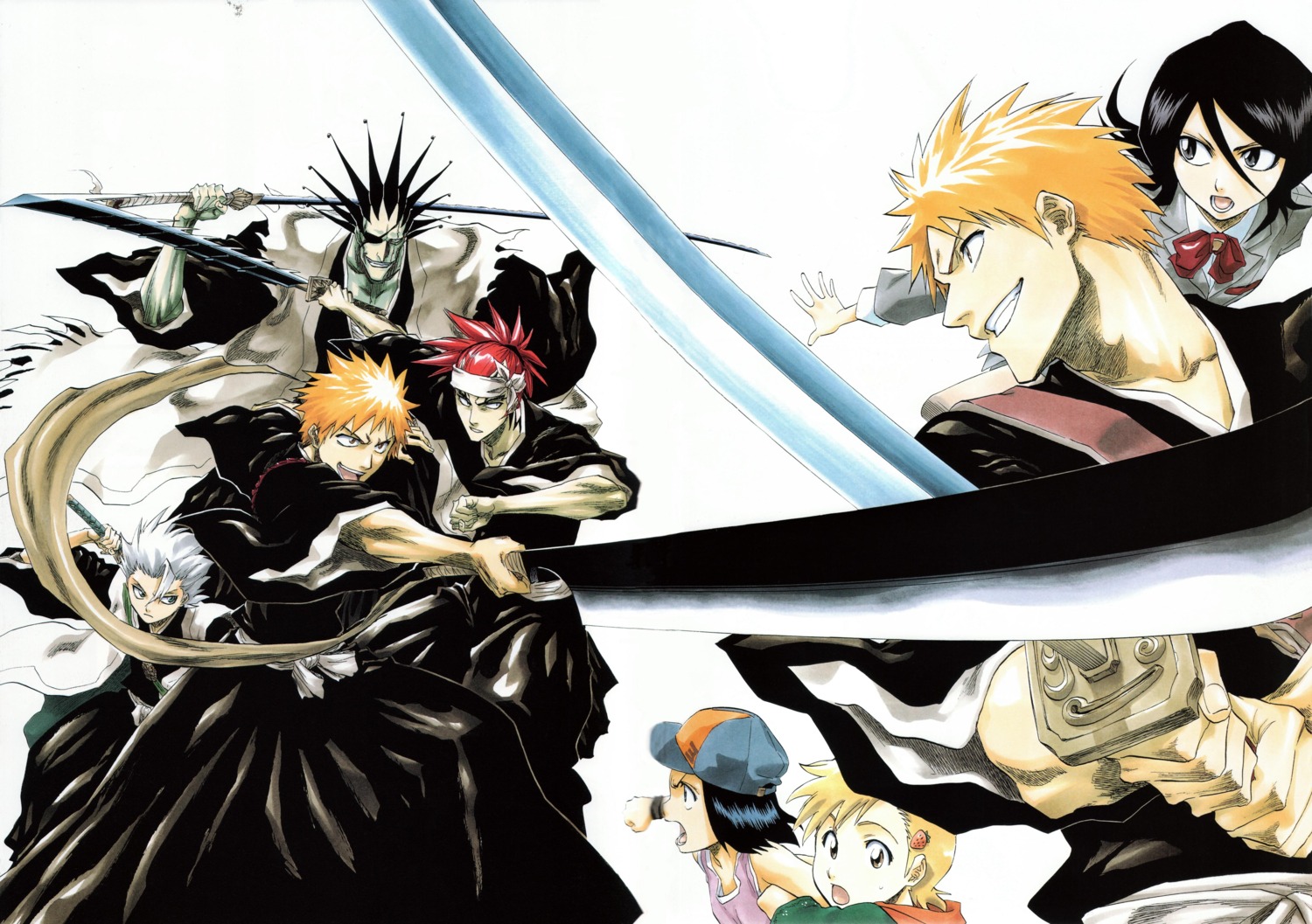 abarai_renji, bleach, hitsugaya_toushirou, kuchiki_rukia, kurosaki_ichigo, kurosaki_yuzu, zaraki_kenpachi