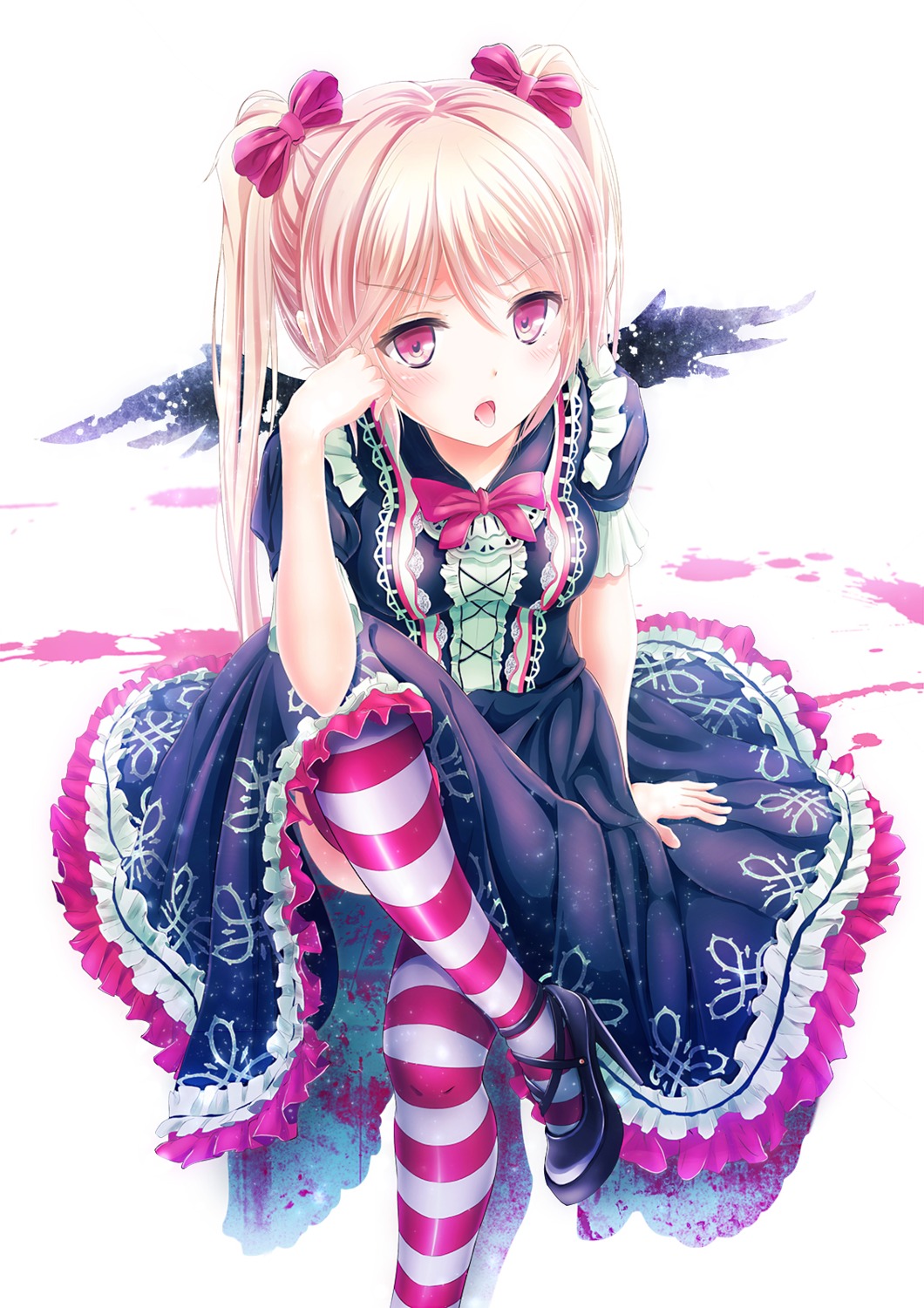 alc, dress, gothic_lolita, heels, lolita_fashion, thighhighs, wings